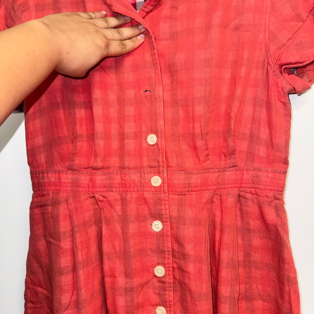 Fossil 100% Cotton Orange and Black Plaid Dress - Picture 3 of 9